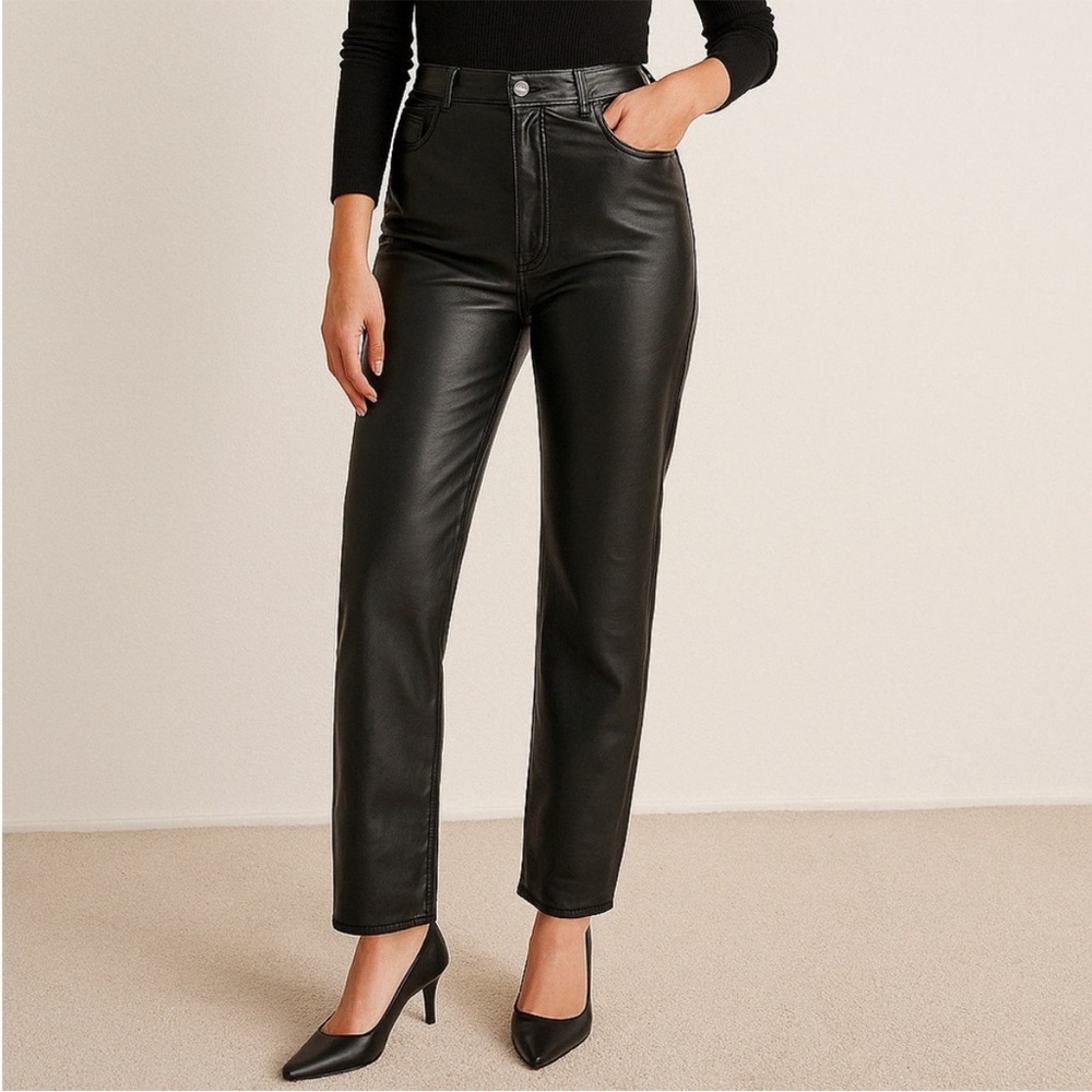 Aritzia Wilfred Faux Leather Black Pants, 4